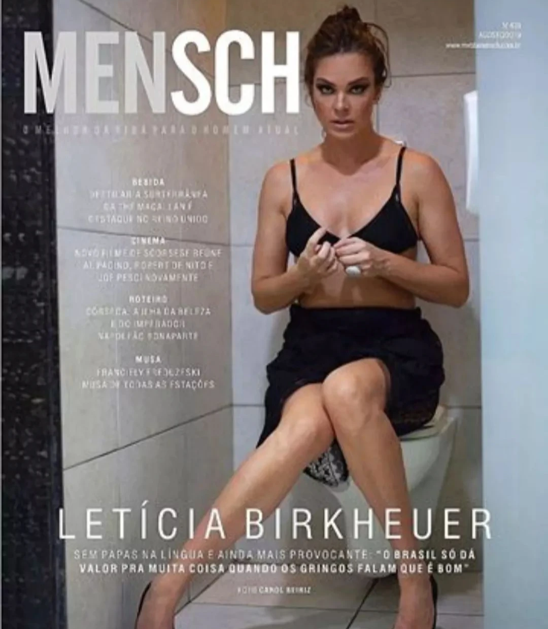 Capa editorial da revista Mensch com retrato sentado
